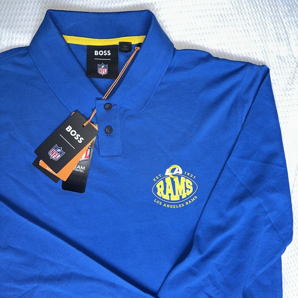 Hugo Boss los Angeles Rams Active L/S Polo Shirt Mens Size XL  Blue NWT